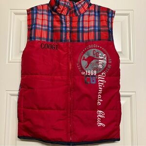 COOGI Boys Red & Blue Plaid Puffer Full Zip Vest Size 5T